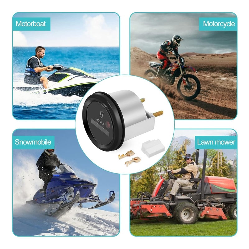 ZERONE Hour Tester, 12-36V DC AC 6 Digit Quartz Hour Meter Accurate Round Meter Mechanical Timer Tester for Boat Car Truck Engine Marine ATV Boat - Image 5